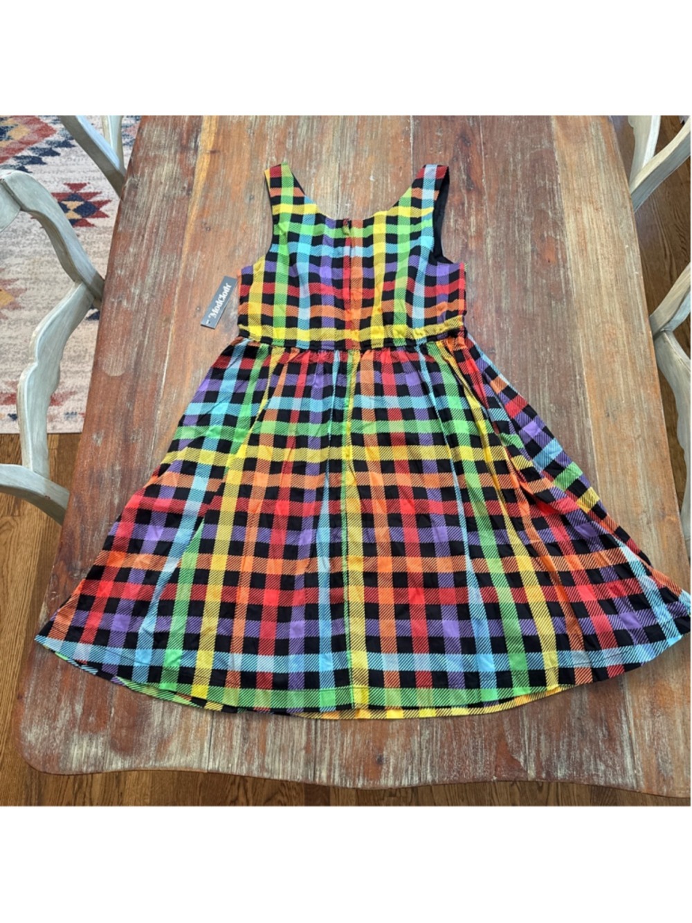ModCloth Optimistic Effect Rainbow Gingham Fit & Flare Dress NWOT S 100% Cotton - Picture 10 of 11